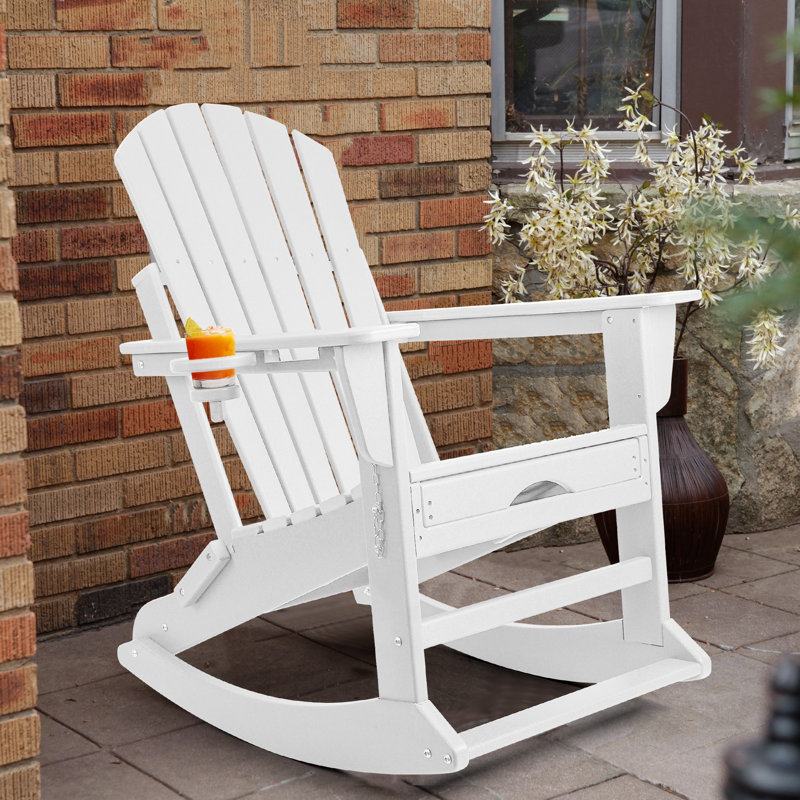 Plastic/Resin Folding and Rocking Adirondack Chair with Ottoman